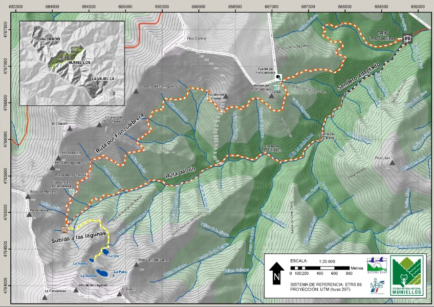 Mapa de la ruta de Muniellos